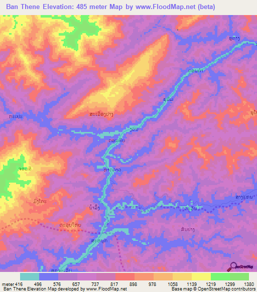 Ban Thene,Laos Elevation Map