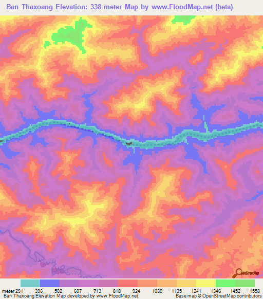 Ban Thaxoang,Laos Elevation Map