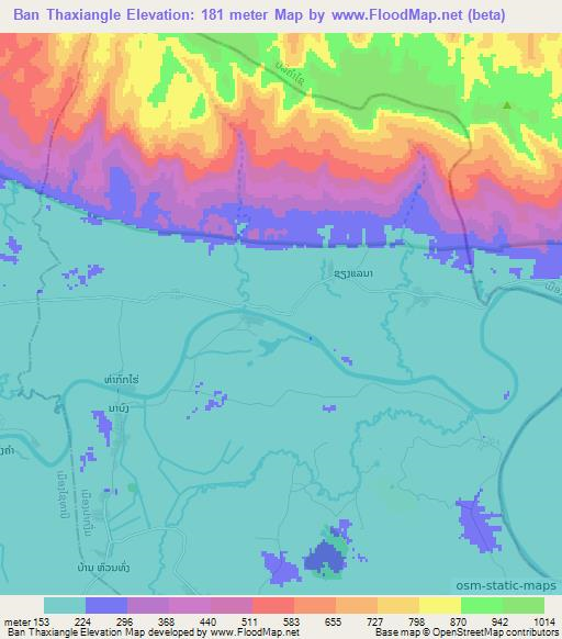 Ban Thaxiangle,Laos Elevation Map