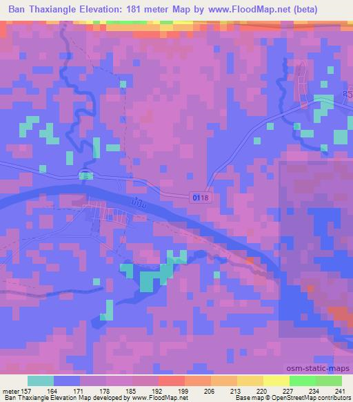 Ban Thaxiangle,Laos Elevation Map