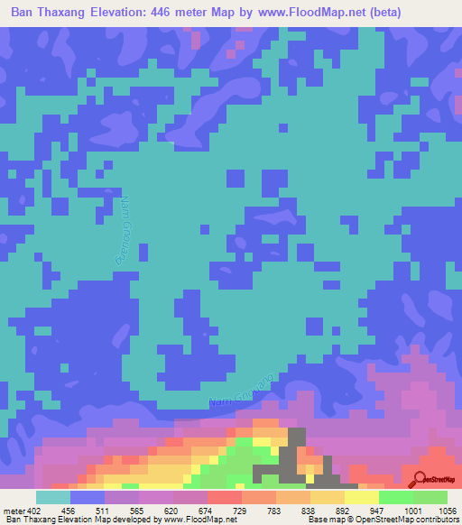 Ban Thaxang,Laos Elevation Map