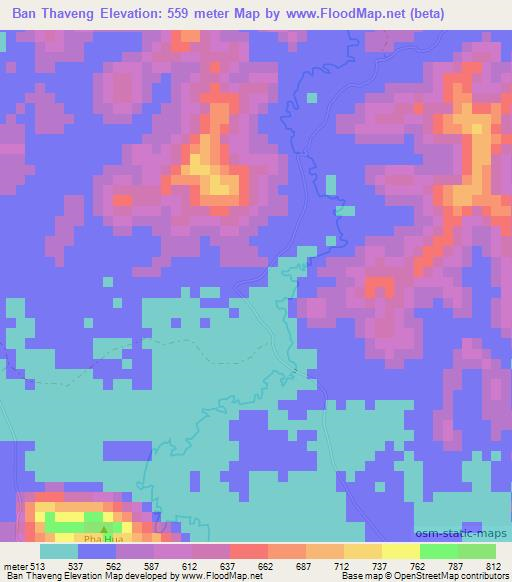 Ban Thaveng,Laos Elevation Map