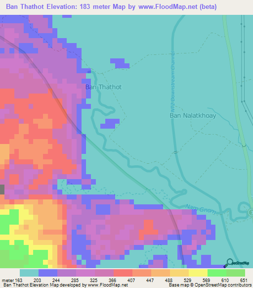 Ban Thathot,Laos Elevation Map