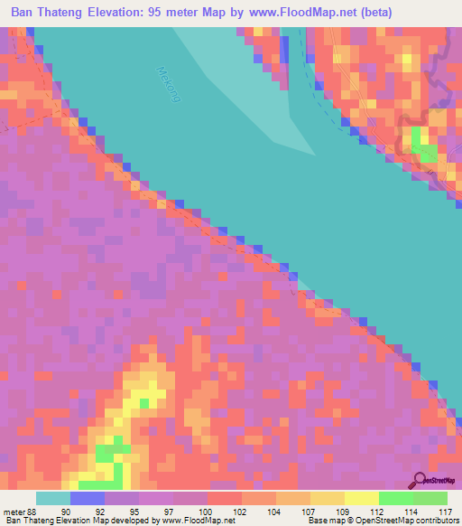 Ban Thateng,Laos Elevation Map