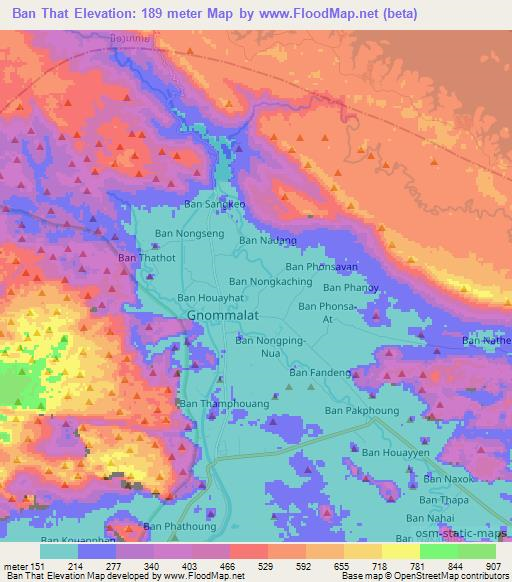 Ban That,Laos Elevation Map