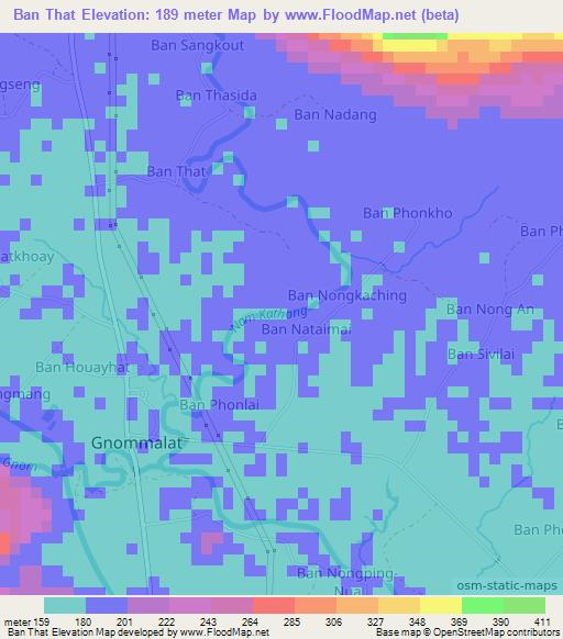 Ban That,Laos Elevation Map