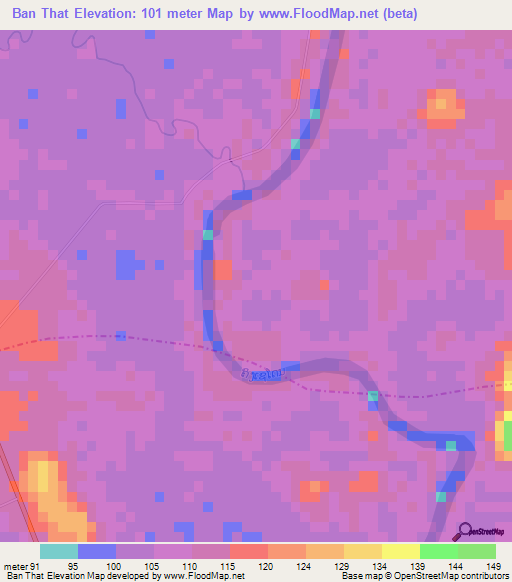 Ban That,Laos Elevation Map