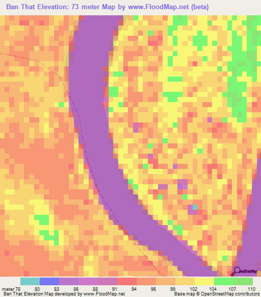 Ban That,Laos Elevation Map