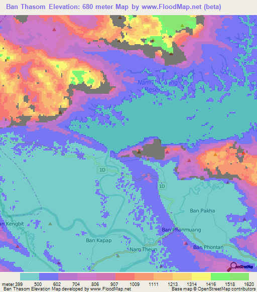 Ban Thasom,Laos Elevation Map