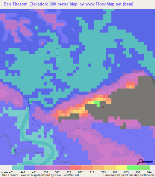 Ban Thasom,Laos Elevation Map