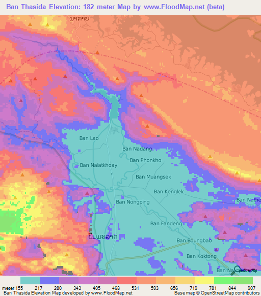 Ban Thasida,Laos Elevation Map