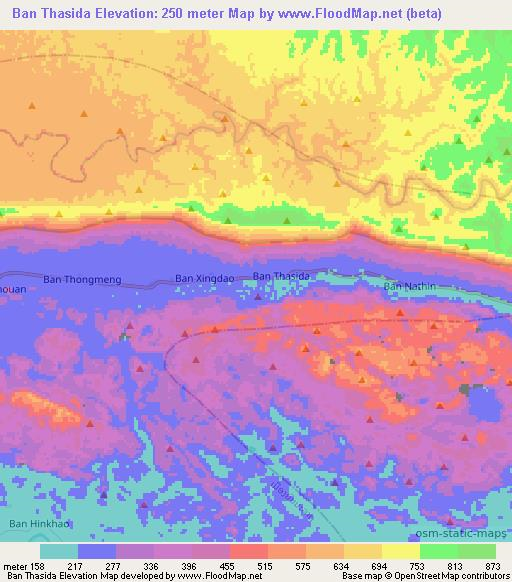 Ban Thasida,Laos Elevation Map