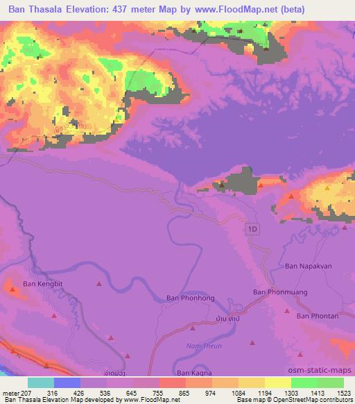 Ban Thasala,Laos Elevation Map