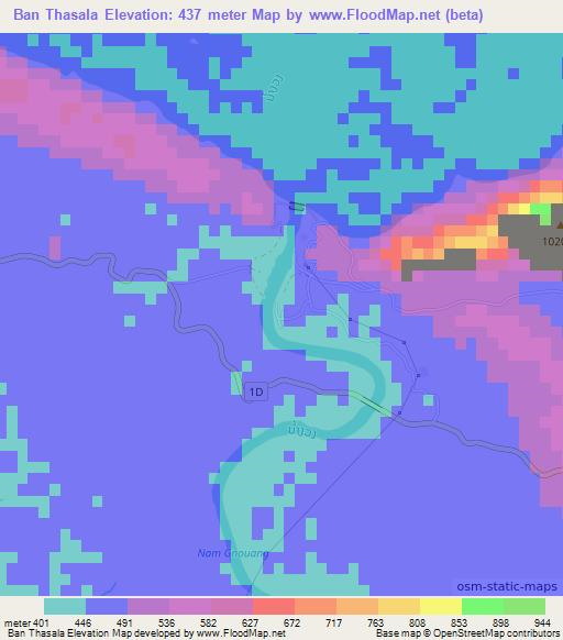 Ban Thasala,Laos Elevation Map