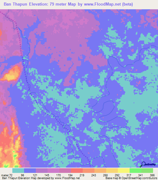 Ban Thapun,Laos Elevation Map