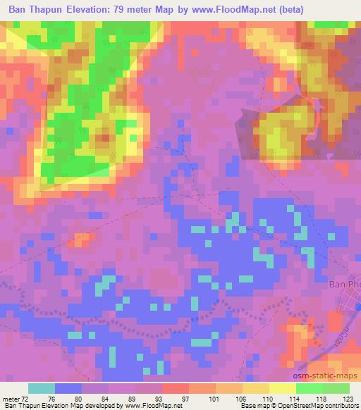 Ban Thapun,Laos Elevation Map