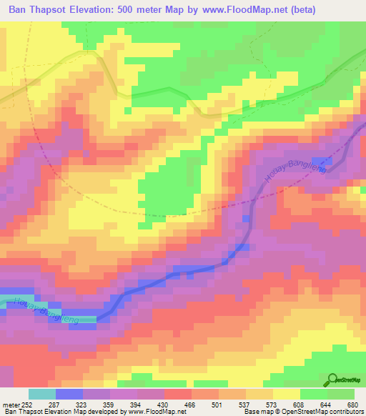 Ban Thapsot,Laos Elevation Map