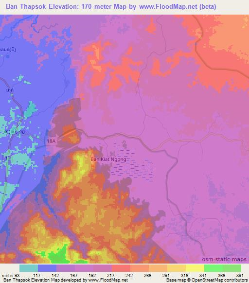 Ban Thapsok,Laos Elevation Map