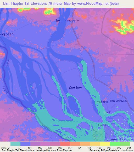 Ban Thapho Tai,Laos Elevation Map