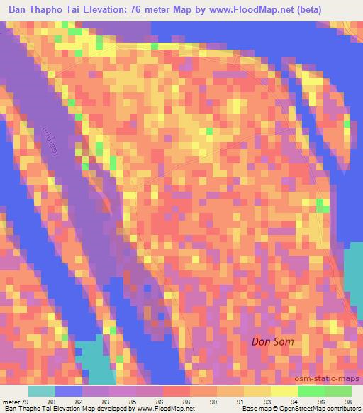 Ban Thapho Tai,Laos Elevation Map