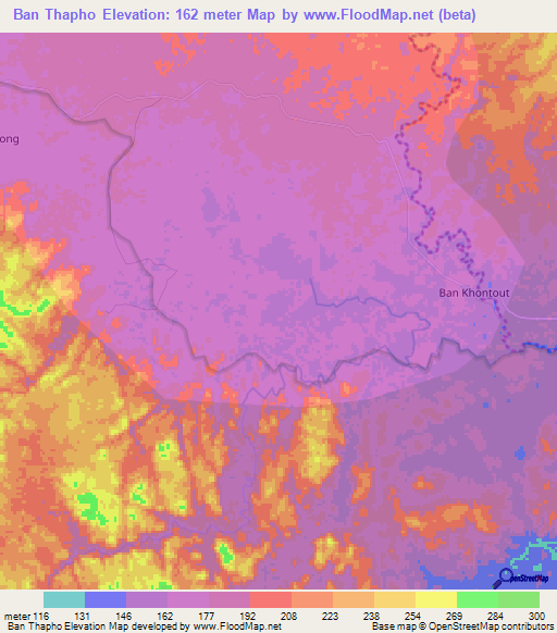 Ban Thapho,Laos Elevation Map