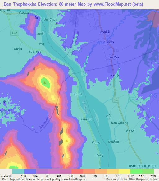 Ban Thaphakkha,Laos Elevation Map