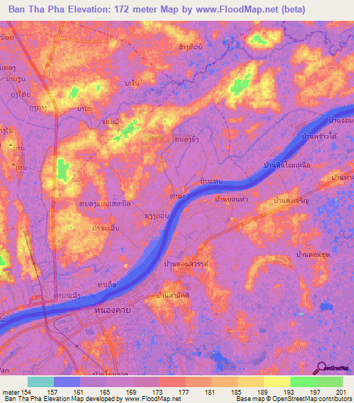 Ban Tha Pha,Laos Elevation Map