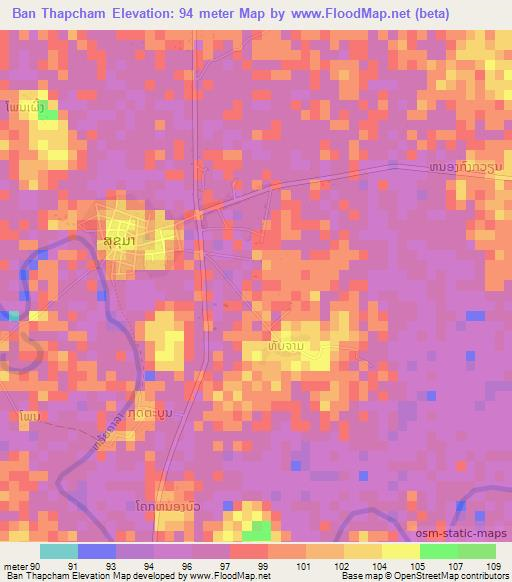 Ban Thapcham,Laos Elevation Map