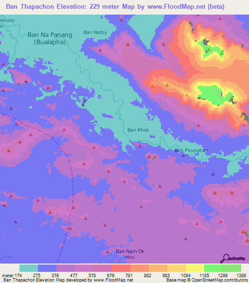 Ban Thapachon,Laos Elevation Map