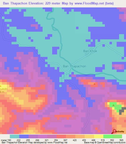 Ban Thapachon,Laos Elevation Map