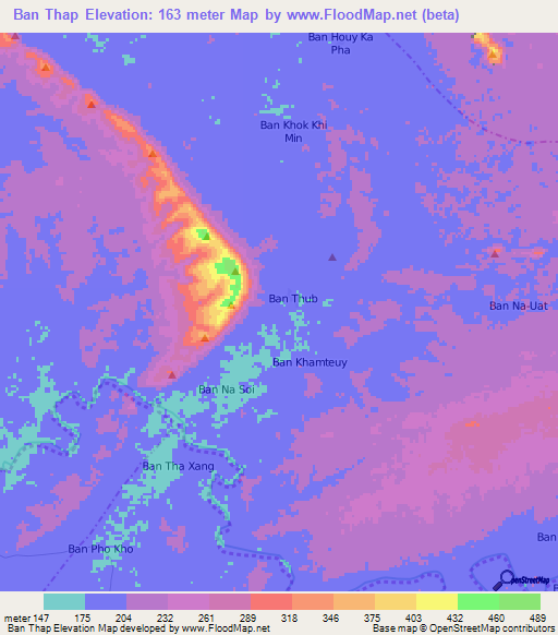 Ban Thap,Laos Elevation Map