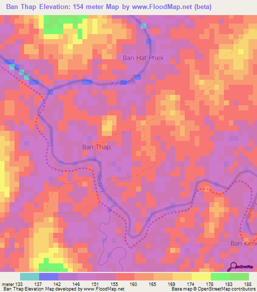 Ban Thap,Laos Elevation Map