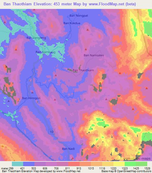 Ban Thaothiam,Laos Elevation Map