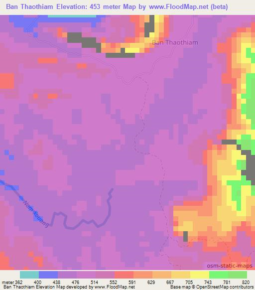 Ban Thaothiam,Laos Elevation Map