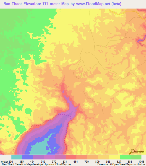 Ban Thaot,Laos Elevation Map