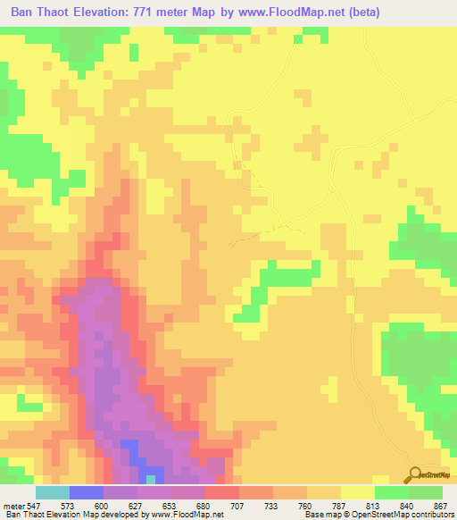 Ban Thaot,Laos Elevation Map