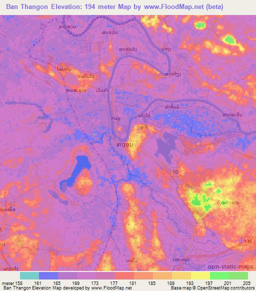 Ban Thangon,Laos Elevation Map