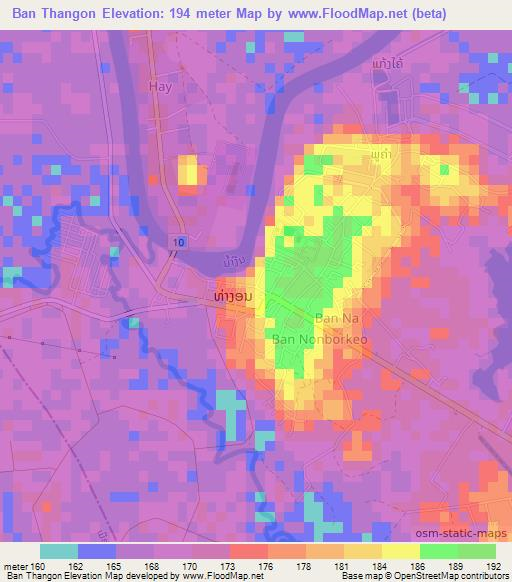 Ban Thangon,Laos Elevation Map
