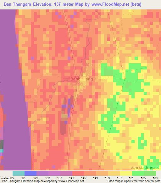 Ban Thangam,Laos Elevation Map