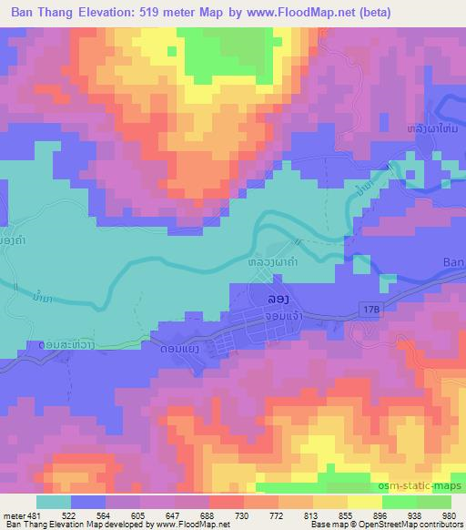 Ban Thang,Laos Elevation Map