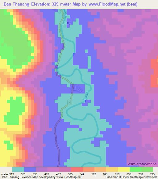 Ban Thanang,Laos Elevation Map