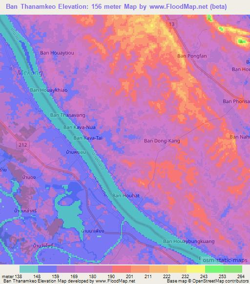 Ban Thanamkeo,Laos Elevation Map