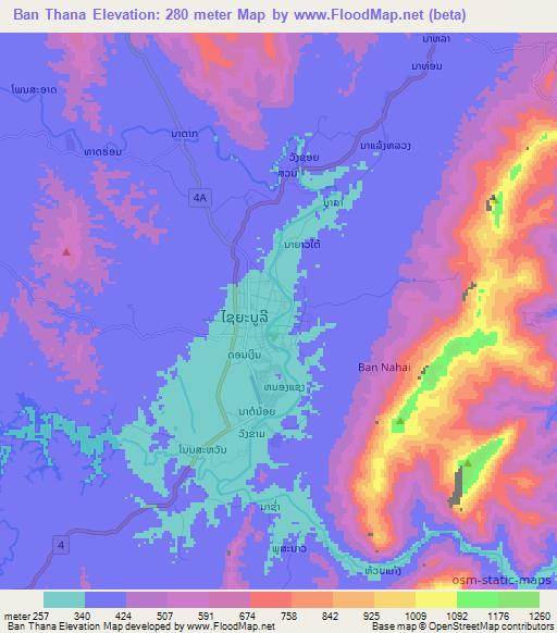 Ban Thana,Laos Elevation Map