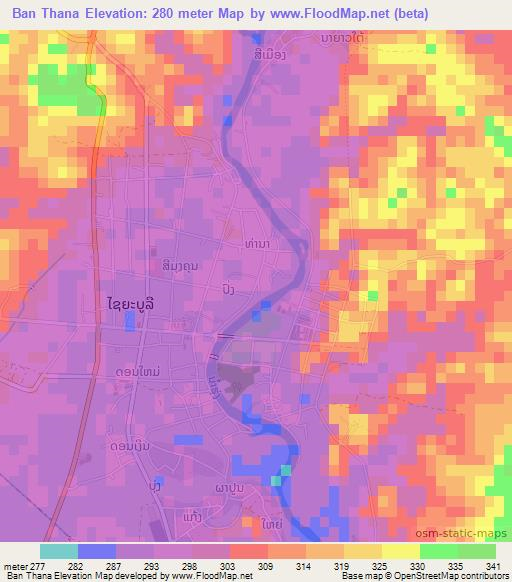Ban Thana,Laos Elevation Map