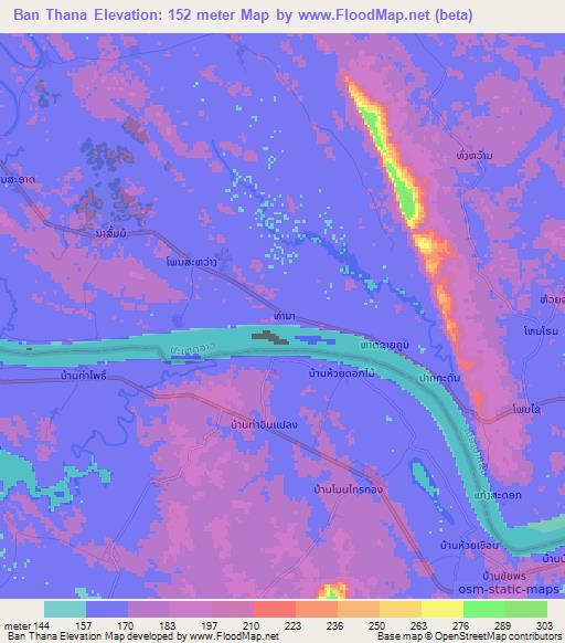 Ban Thana,Laos Elevation Map