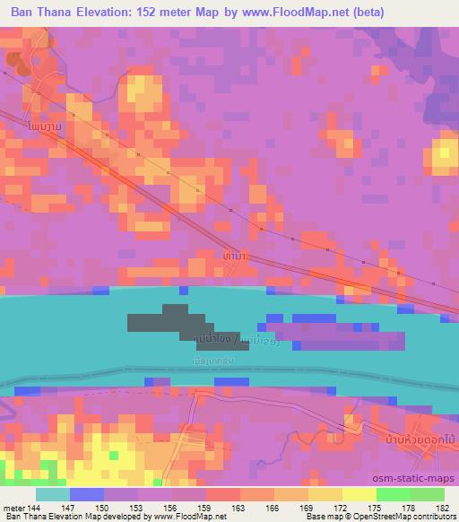 Ban Thana,Laos Elevation Map