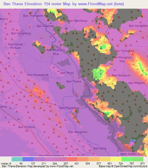 Ban Thana,Laos Elevation Map