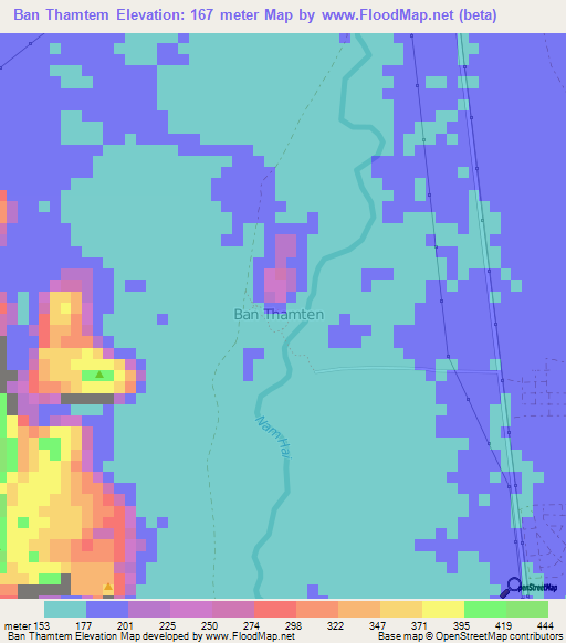 Ban Thamtem,Laos Elevation Map