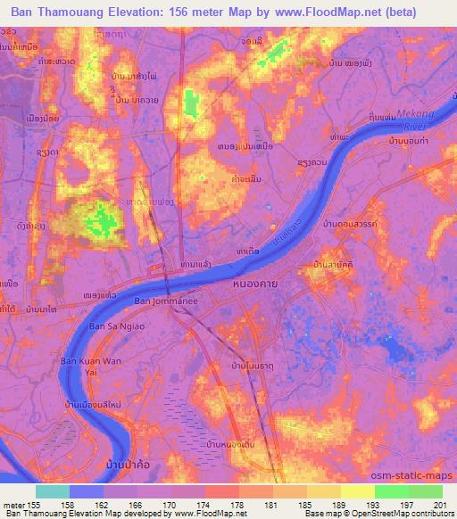 Ban Thamouang,Laos Elevation Map