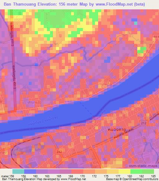 Ban Thamouang,Laos Elevation Map